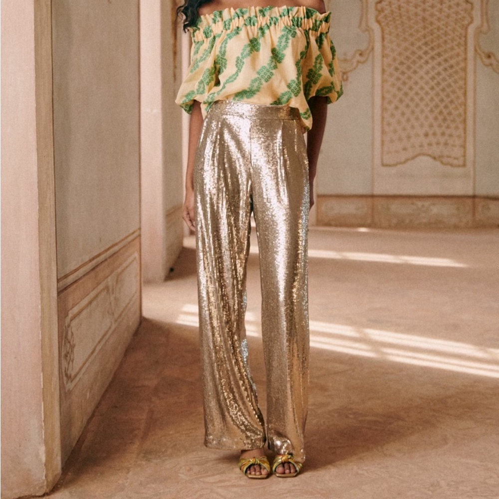 Sezane Aurelin Trousers in Champagne Sz8